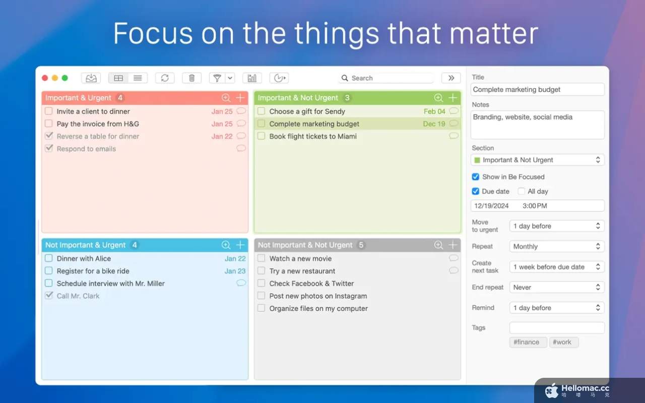 Focus Matrix v2.0 MAS